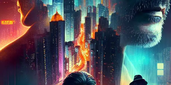 A cinematic poster featuring Tony Leung as a contemplative police officer and a shadowy figure in a moody urban setting.