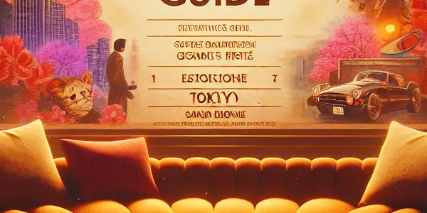 A cozy room with a large screen showcasing Japanese adult films, popcorn, and DVDs, evoking relaxation and entertainment.